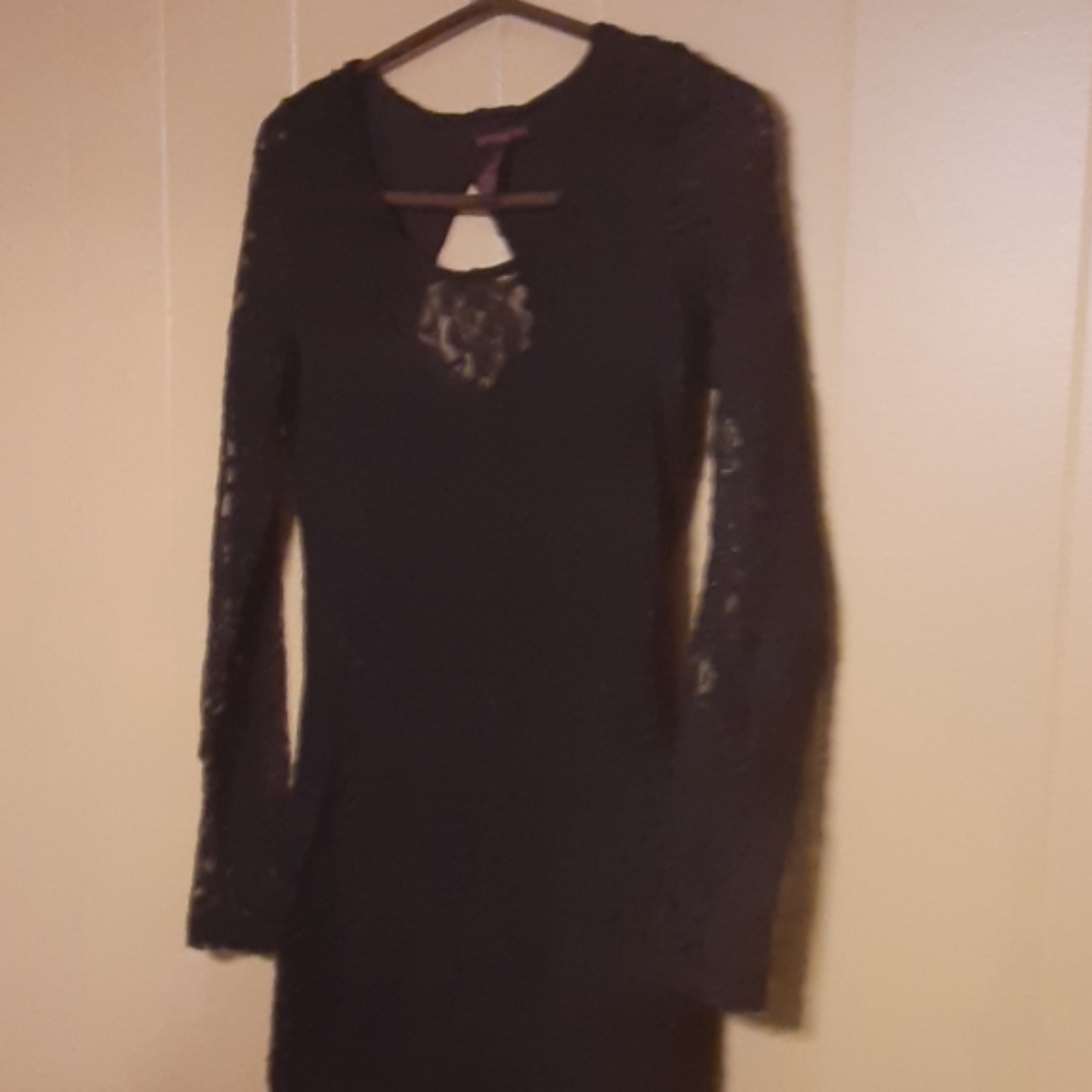 Material Girl lace, skin tight, little black dress